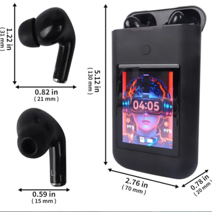 Wireless Earbuds Bluetooth 5.3 Headphones,Long Playtime Ear Buds with Mic Waterproof in Ear Earphones Charging Case with Multi Functions LED Full Color Touch Screen for Android iOS Phones Sport,White - color: White