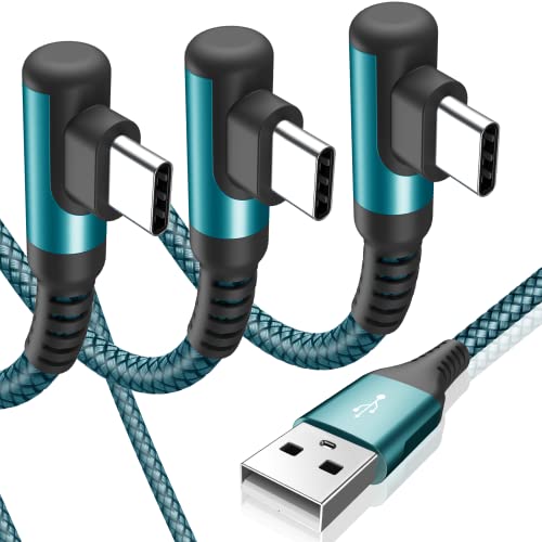 USB to USB C Cable Right Angle [3-Pack 3.3ft 6.6ft 10ft] 3.1A Fast Charging - color: green, size: 3.3ft+6.6ft+10ft