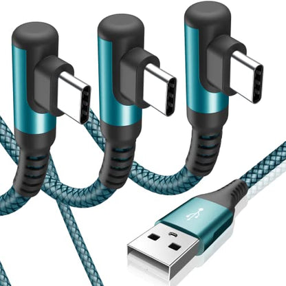 USB to USB C Cable Right Angle [3-Pack 3.3ft 6.6ft 10ft] 3.1A Fast Charging - color: green, size: 3.3ft+6.6ft+10ft