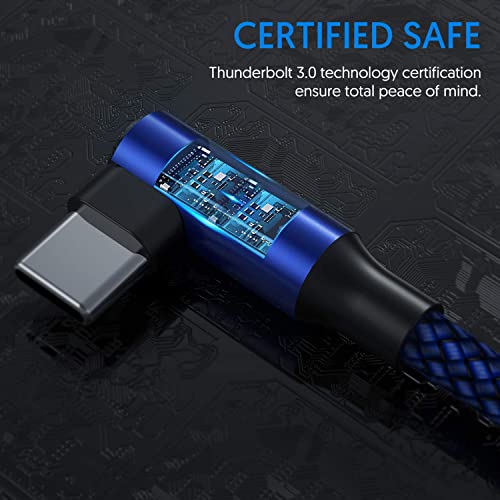 USB C Cable 90 Degree [3 Pack 10FT], USB A to USB C Right Angle Nylon Braided Fast Charging Cable for iPhone 16 Pro Max/16Pro/16Plus/16/15 Pro Max, Samsung Galaxy S24 Ultra/S24/S23 Ultra, iPad Air6
