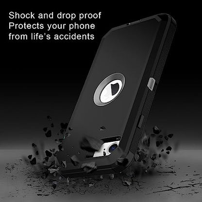I-HONVA for iPhone SE 2022/2020 Case Built-in Screen Protector Shockproof Dust/Drop Proof 3 in 1 Full Body Rugged Heavy Duty Cover for Apple iPhone SE 3rd/2nd Gen 4.7,Black/Grey - color: Black/Grey