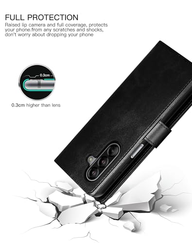 Feitenn for Samsung Galaxy A17 5G (6.7") Case Wallet 2026 with 4 Card Holders Kickstand, PU Flip Leather Magnetic Closure Folio Shockproof Protective Cover, Black - color: Black, size: Samsung Galaxy A17 5G