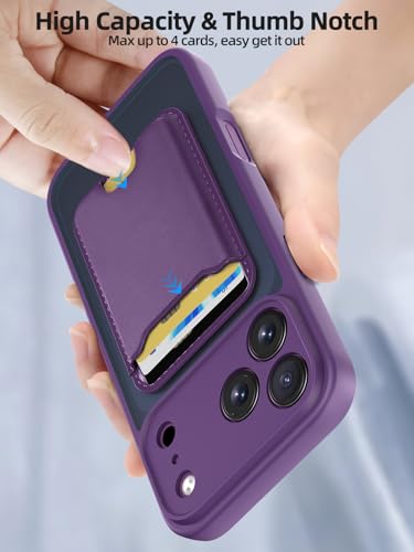 TopMade for iPhone 17 Pro Case with Mag-Safe Wallet, 4 Cards Holder Purple - color: Purple, size: iPhone 17 Pro