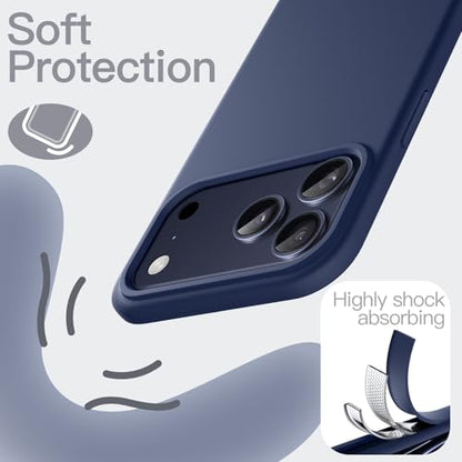 JETech Silicone Case for iPhone 17 Pro Max, Dark Blue | Silky Soft Touch, Shockproof Protection, Scratch Resistant, Microfiber Lining - color: Dark Blue, size: iPhone 17 Pro Max