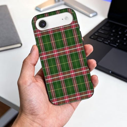Green Red Checkered & Yellow LinesAnti-Yellowing Soft TPU Phone Case for iPhone 17, Shockproof and Scratch-Resistant Case - color: black-style-205