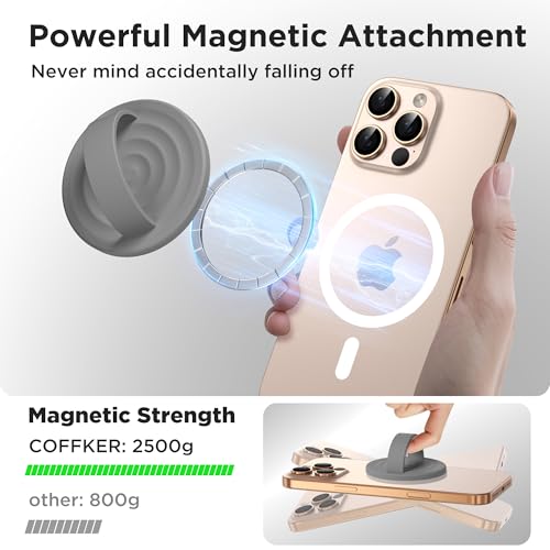 Magnetic Phone Grip for MagSafe, Silicone Ring Grip, Gray - color: Gray