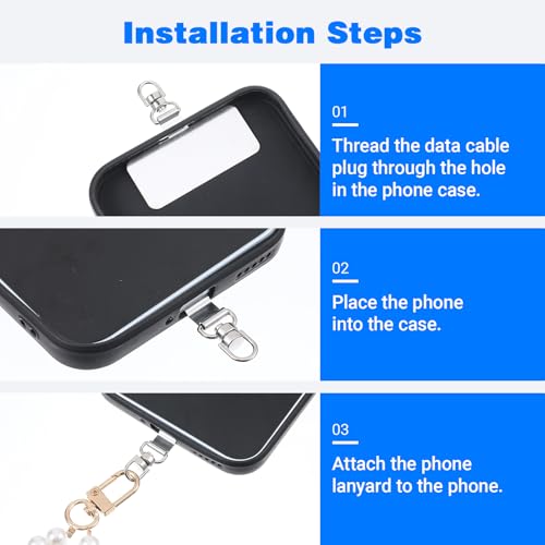 20Pcs Metal Phone Tether Tabs Stainless Steel Cell Phone Lanyard Tabs