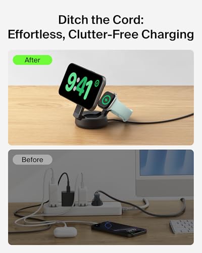 Belkin Qi2.2 25W Wireless 2 in 1 iPhone Charger, Fast Charging for Travel, 5 ft (Pack of 6) - color: Black (Pack of 6), style: 2 in 1