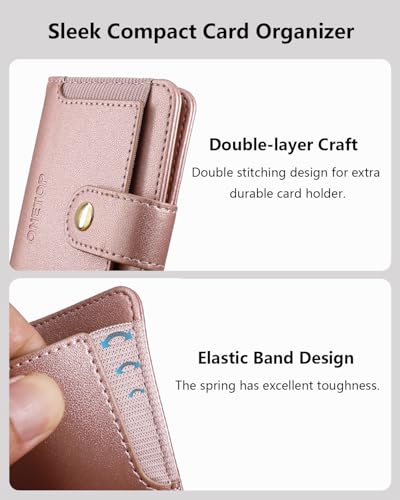 ONETOP for MagSafe Wallet,Magnetic Phone Wallet with 5 Card Slots,RoseGold | 1-12 Cards/Cash Holder for iPhone 17/16/15/14/13/12 Series,Detachable Wallet Stick-On Back,PU Leather RFID Blocking Kickstand - color: Rose Gold