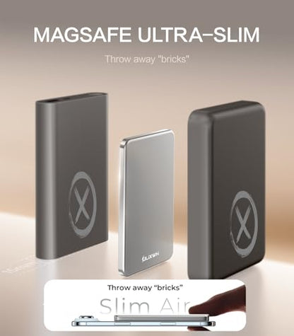 [0.3" Ultra Slim] [Alloy-Made] ULiXWH for Magsafe Portable Charger iPhone | 2026 Upgrade Fast Charging 5000mAh Magnetic Power Bank, Wireless Battery Pack for iPhone 17 Air 16 15 Pro Max 14 13, Sliver - color: Sliver