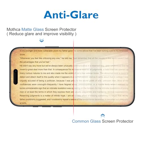 Mothca Matte Glass Screen Protector for iPhone 16 Pro Max (6.9 inch) Anti-Glare & Anti-Fingerprint Tempered Glass Clear Film(Not Privacy), [Easy Installation Frame] Case Friendly, Bubble Free - Smooth as Silk - size: iPhone 16 Pro Max-6.9 Inch