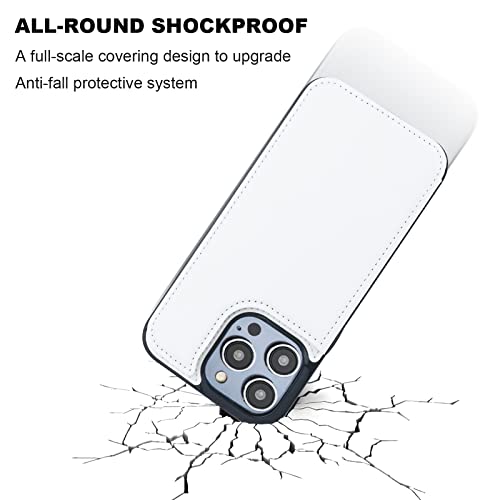 ONETOP for iPhone 14 Pro Max Wallet Case with Credit Card Holder,White | Kickstand,ID/Cash Holder,Case Wallet with Card Slots,Double Magnetic Clasp,Durable PU Leather Shockproof Cover for Women Men - color: White