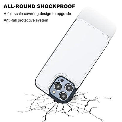 ONETOP for iPhone 14 Pro Max Wallet Case with Credit Card Holder,White | Kickstand,ID/Cash Holder,Case Wallet with Card Slots,Double Magnetic Clasp,Durable PU Leather Shockproof Cover for Women Men - color: White
