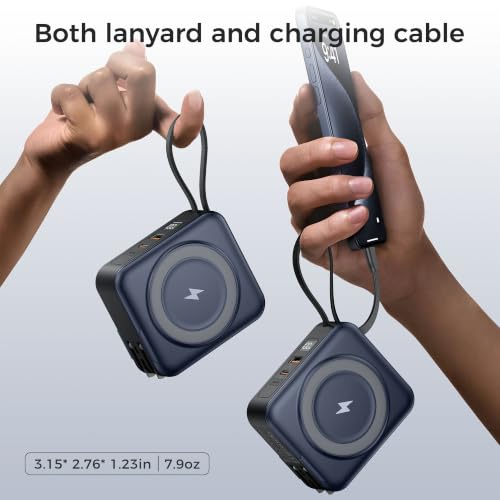 10000mAh Portable Charger Power Bank Built in Cables&Wall Plug - color: Deep Blue