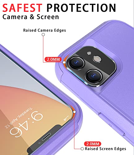 Diverbox for iPhone 11 Case [Shockproof] [Dropproof] [Tempered Glass Screen Protector],Heavy Duty Protection Phone Case Cover for Apple iPhone 11 (Purple-3in1) - color: Purple-3in1