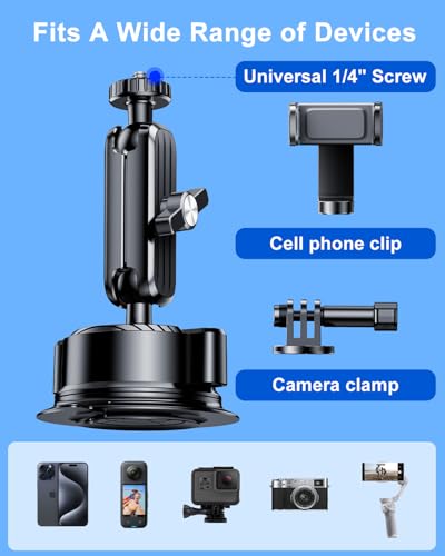 Suction Cup Mount for GoPro Camera Phone Holder Rotatable