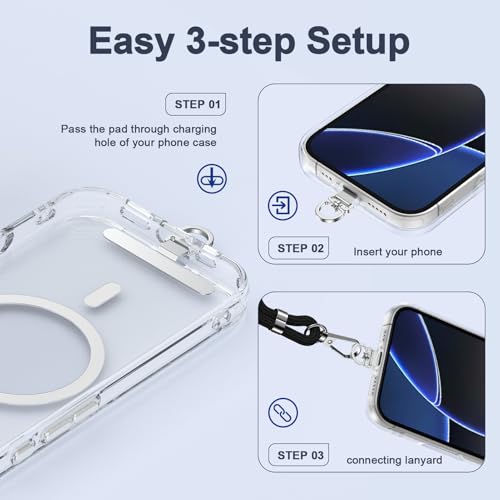 360° Rotatable Metal Phone Tether Tab 5-Pack - color: Silver