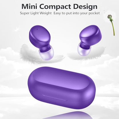 MOZOTER Mini Wireless Earbuds Bluetooth 5.3 in Ear Headphones Headsets - color: Pure Purple