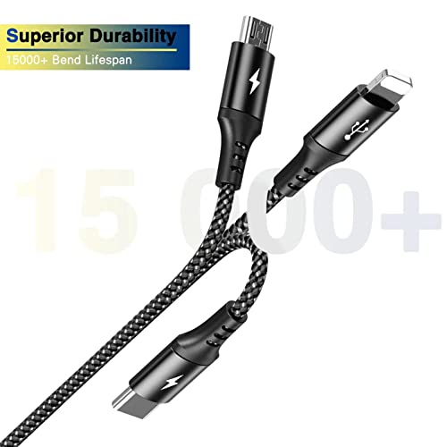 RULUS Multi Charging Cable,3 in 1 Multiple Fast Charger Cord,Nylon Braided - size: 6ft