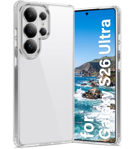 Vakoo Case for Samsung Galaxy S26 Ultra | Clear Anti-Yellowing, Hard Back, Military-Grade Drop Protection, Supports Wireless Charging - Transparent - color: Transparent, size: S26 Ultra