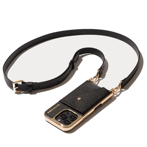 Bandolier Hailey Chrome Leather Crossbody Case iPhone 16 Pro - Black/Gld | Crossbody leather phone case. Built-in wallet w/ snap-closure. Adjustable & removable leather strap. Phone drop protection. - color: Black/Gold Chrome, size: iPhone 16 Pro