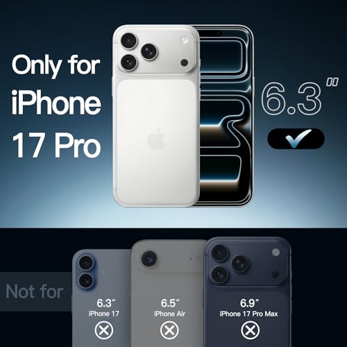 JETech Case for iPhone 17 Pro 6.3-Inch, Non-Yellowing Shockproof Phone Bumper Cover, Anti-Scratch Clear Back (Clear) | Shockproof Protection, Scratch Resistant Hard PC Back, Durable Transparent TPU Bumper - color: Clear, size: iPhone 17 Pro