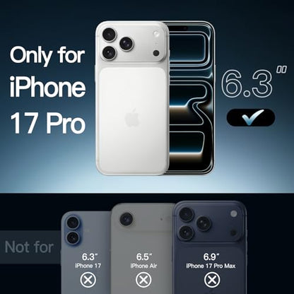 JETech Case for iPhone 17 Pro, Anti-Yellowing, Clear | Shockproof Protection, Scratch Resistant Hard PC Back, Durable Transparent TPU Bumper - color: Clear, size: iPhone 17 Pro