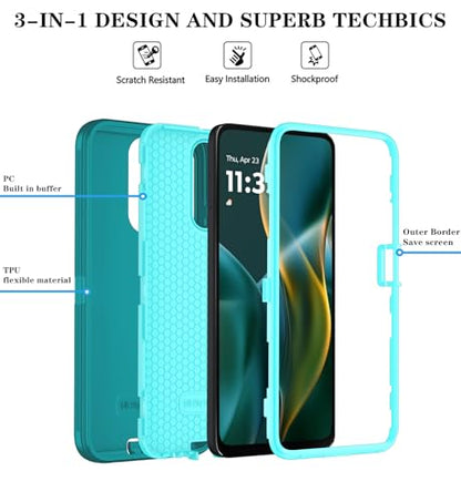 Qinmay Phone Case for Motorola Moto G 2025/Moto G Play 5G 2025 Case with HD Screen Protector, Heavy Duty Shockproof & Dropproof 3-Layer Cover Phone Case,LakeSkyBlue - color: LakeSkyBlue