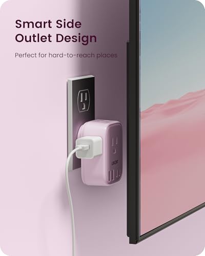 LENCENT Multi Plug Outlet Extender with USB C, Electrical Outlet Expander - color: Pink
