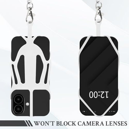 HOTEMIA Silicone Phone Lanyard Holder with Carabiner, Universal Phone Strap,Anti-Theft Phone Case with retractable tether - color: White