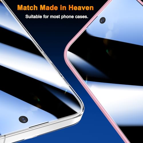 YWXTW PET Privacy Screen Protector for iPhone 16 Pro 6.3 inch [Not Glass], 0.35mm Ultra-Thin Anti-Spy Film Smooth Touch Case-Friendly Design for Commuters 2 Pack