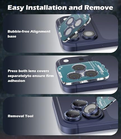 imluckies Camera Lens Protector for iPhone 17 Pro/iPhone 17 Pro Max - color: Bling Blue