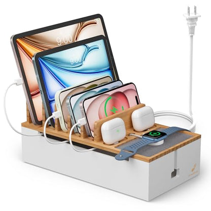 Pezin Hulin Multi Devices Charging Station - Natural +White - color: Natural+White