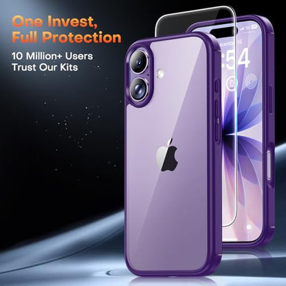 TAURI for iPhone 17 Case, Anti-Yellowing with Screen Protector, Military-Grade Protection Shockproof Slim Phone Case for iPhone 17, Purple - color: E-Purple