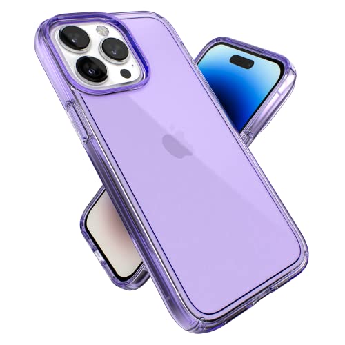 Speck Clear iPhone 14 Pro Max Case - Drop Protection with Scratch Resistant Dual Layer Slim Phone Case for 6.7 Inch iPhones 14 Pro Max - Anti-Yellowing & Anti-Fade Case - Amethyst Purple GemShell - color: Amethyst Purple/Clear