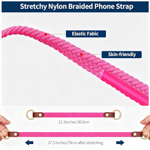 Hovmwey Stretchy Phone Lanyard Tether, 2 Pack Phone Leash Anti-theft Phone Strap for Anti-drop Outdoor Hiking Cycling Climbing Universal for Most Cell Phones, Pink - color: Pink