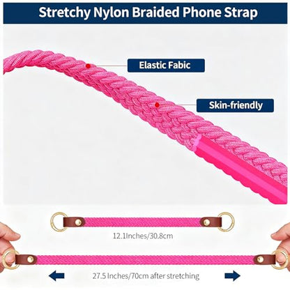 Hovmwey Stretchy Phone Lanyard Tether, 2 Pack Phone Leash Anti-theft Phone Strap for Anti-drop Outdoor Hiking Cycling Climbing Universal for Most Cell Phones, Pink - color: Pink