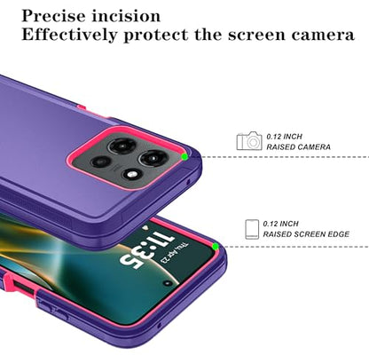 Qinmay Phone Case for Motorola Moto G 2026/Moto G Play 5G 2026 Case with HD Screen Protector, Heavy Duty Shockproof & Dropproof 3-Layer Cover Phone Case,PurpleRoseRed - color: PurpleRoseRed
