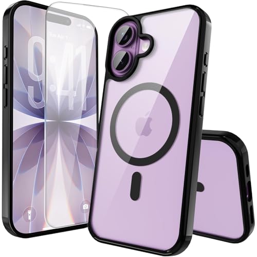 Classic Hybrid Magnetic iPhone 17 Case Phone Case Cover, Screen Protectors X1, Compatible with Magsafe, Anti Yellowing,Slim,Shockproof, Protective (Black Magsafe, iPhone 17) - color: Black Magsafe, size: iPhone 17