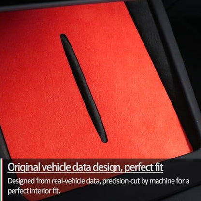 Suede Wireless Charger Pad for Tesla Model 3 24-26 Model Y 25-26 Red - color: Red