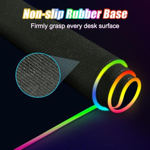 ToLuLu Wireless Charging RGB Gaming Mouse Pad, 15W LED Mouse Mat with 30W Charger, 14 Light Modes Large Mousepad Wrist Support, Non-Slip Rubber Base Desk Mat Computer PC Keyboard Pad XXL, Cool Black - color: Black