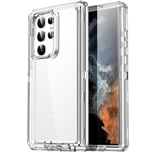 AICase for Samsung Galaxy S22 Ultra Case Clear 3 in 1 Heavy Duty Drop Protection Full Body Rugged Shockproof/Dust Proof 3-Layer Military Protective Tough Durable Cover for Galaxy S22 Ultra 6.8"_1 - color: Clear, size: Samsung Galaxy S22 Ultra