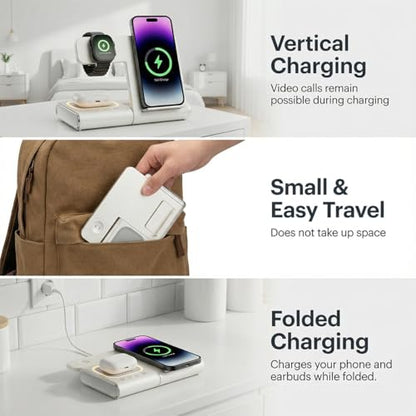 BLKE Bedside Charging Hub with Speaker Light: Foldable Wireless Station