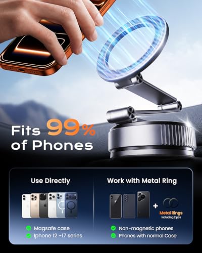 Magnetic Phone Holder for Car, 3-Axis Long Arm Mount for Tesla Model Y/3