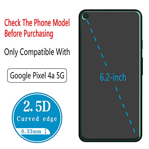 2 Pack Screen Protector for Google Pixel 4a 5G Tempered Glass Film - color: Clear-Google Pixel 4a 5G