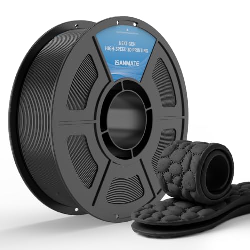 iSANMATE TPU 85A Filament 1.75mm, Black TPU Flexible Filament 85A, 1kg | iSANMATE Filament; Soft Flexible TPU HF; Compatable with Bambu Lab & most FDM 3D Printers; 1kg/2.2lbs; 50-80mm/s - color: Black, size: TPU-85A
