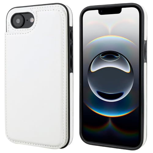 ONETOP for iPhone 17e/16e Wallet Case with Credit Card Holder,White | Kickstand,ID/Cash Holder,Case Wallet with Card Slots,Double Magnetic Clasp,Durable PU Leather Shockproof Cover for Women Men - color: White