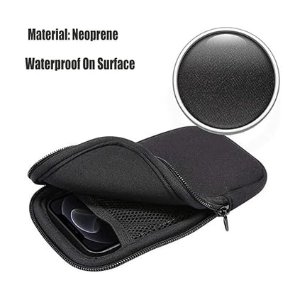 2 PCS Generic Phone Pouch - Neoprene Protective Sleeve Black | Shock-Absorbing & Scratch-Proof Phone Bag with Zipper Closure & Adjustable Neck Strap for Large Cell Phones
