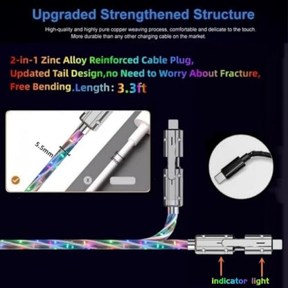 SWLIFL 4 in 1 USB to USB C Charging Cable 2 Pack 3.3ft Light up USB-C Cable - color: 4 Combinations RGB Starlights