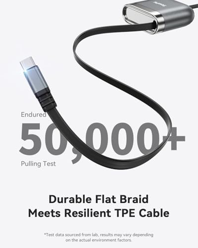SOOPII 240W Single-Pull Retractable USB C to USB C Cable, 3.71FT, Grey - color: Grey, size: 3.71FT-1 Pack